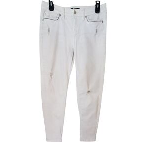 White House Black Market Womens White Distressed Girlfriend Denim Jeans Size 2
